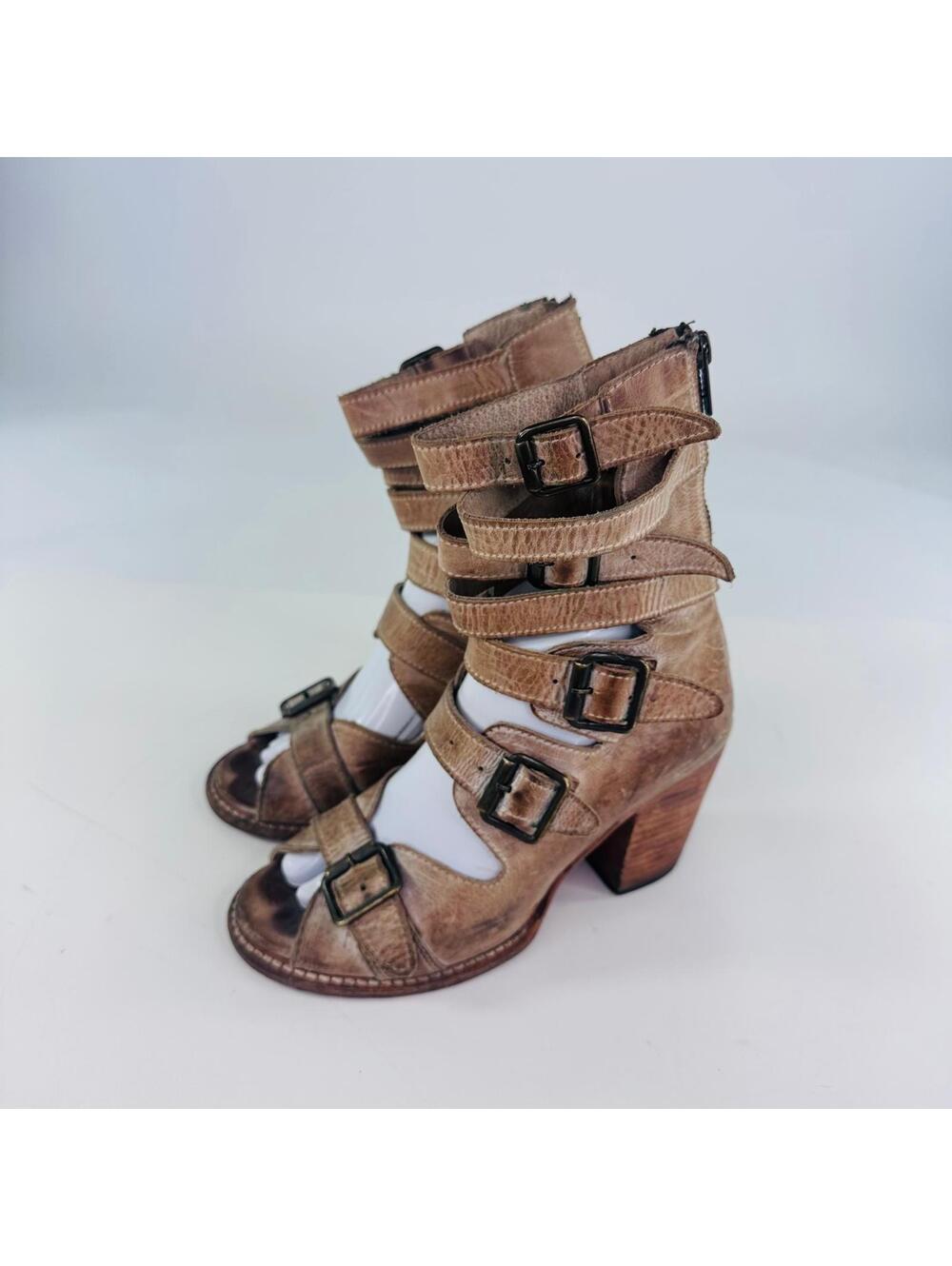 Freebird by Steven Women's Size 6 Bond Beige Leather Gladiator Sandals Boots - Picture 10 of 13